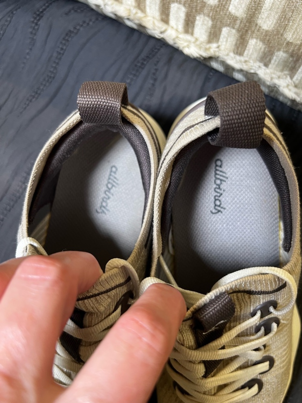 allbirds Tree Glider Women's Beige Knit Lace-Up Walking Sneakers with Brown Heel - Picture 8 of 10